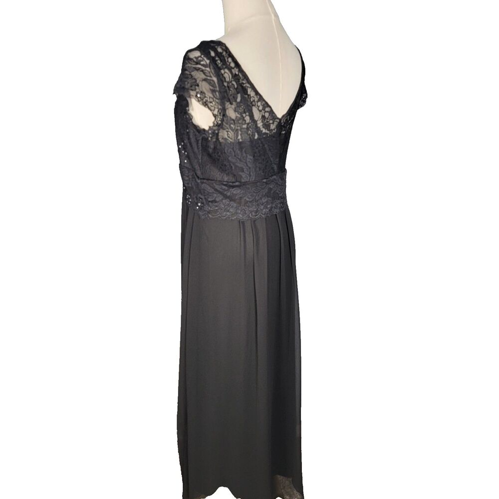 Signature Size 10 by Robbie Bee Black Chiffon Lace Maxi Dress *read* - Picture 6 of 16